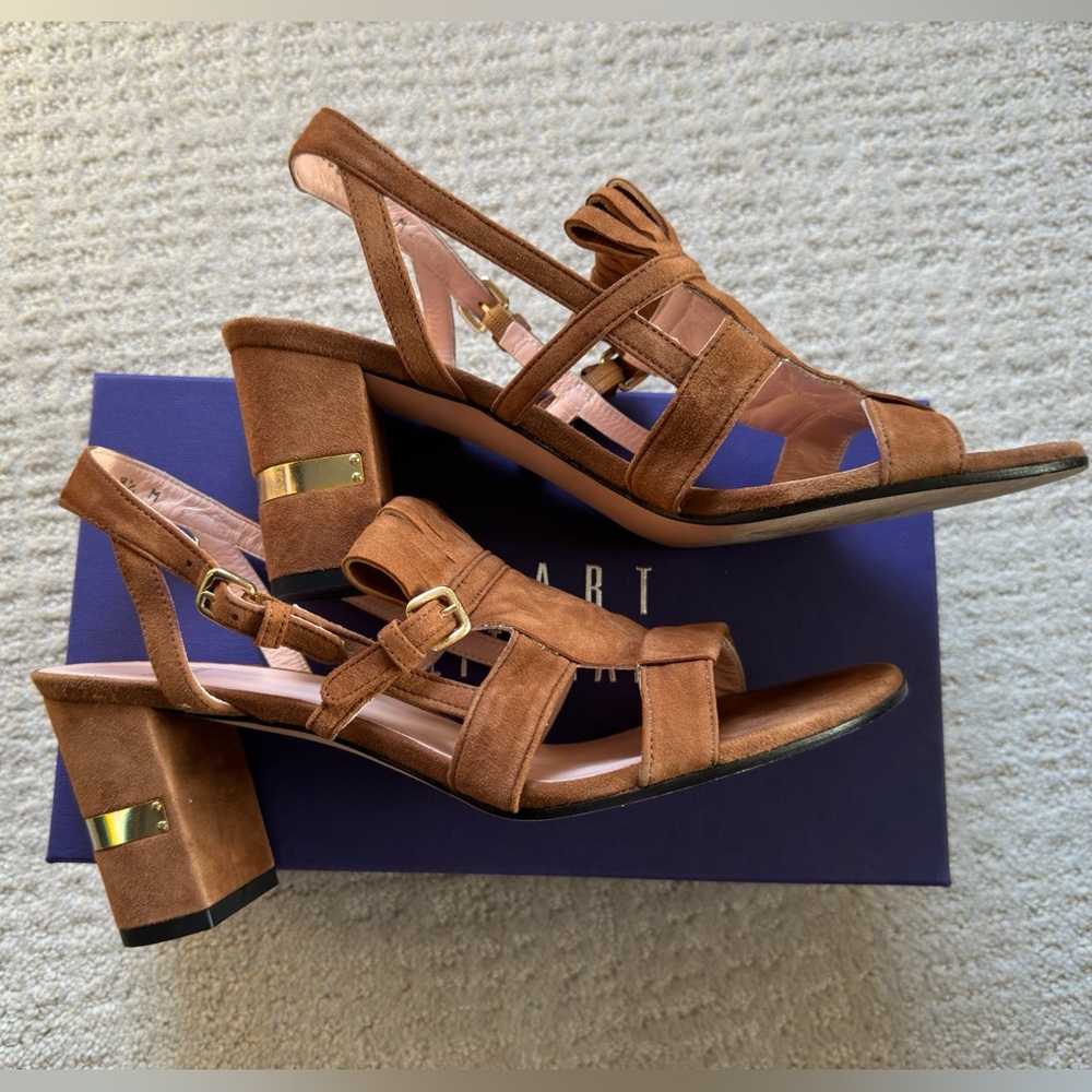 Stuart Weitzman Brown Suede Fandangos Block Heel Sandal - Picture 2 of 12